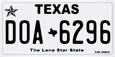 TX license plate DOA6296