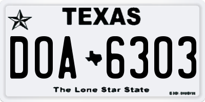 TX license plate DOA6303