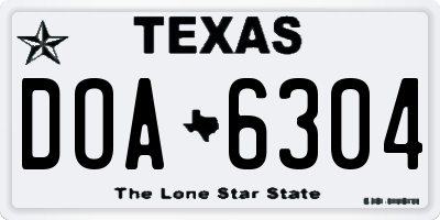 TX license plate DOA6304