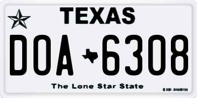 TX license plate DOA6308