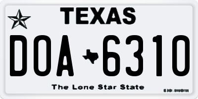 TX license plate DOA6310