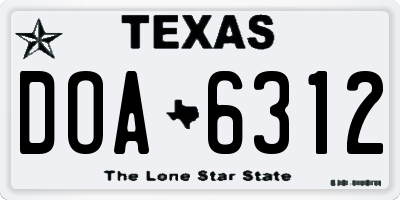 TX license plate DOA6312