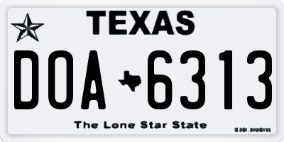 TX license plate DOA6313