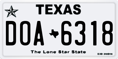 TX license plate DOA6318