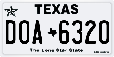 TX license plate DOA6320
