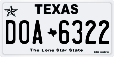 TX license plate DOA6322