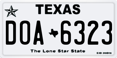 TX license plate DOA6323