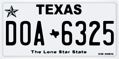 TX license plate DOA6325