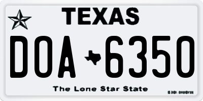 TX license plate DOA6350