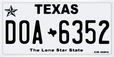 TX license plate DOA6352