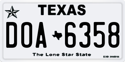 TX license plate DOA6358