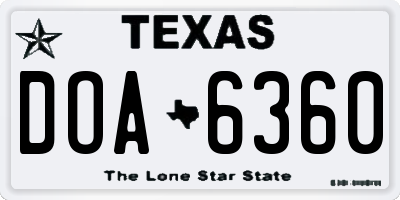 TX license plate DOA6360