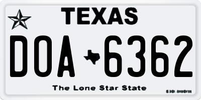 TX license plate DOA6362
