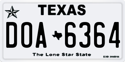 TX license plate DOA6364