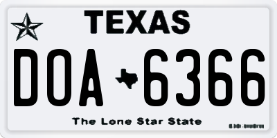 TX license plate DOA6366