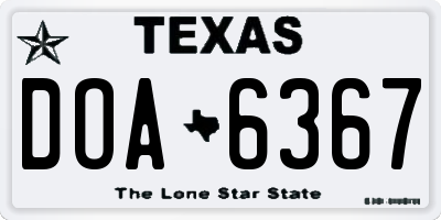 TX license plate DOA6367