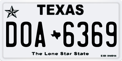 TX license plate DOA6369