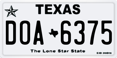 TX license plate DOA6375
