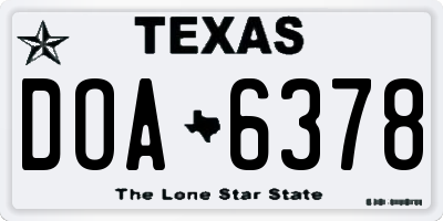 TX license plate DOA6378