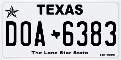 TX license plate DOA6383