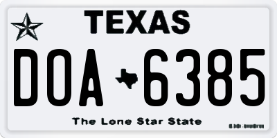TX license plate DOA6385