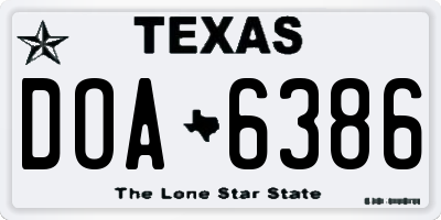 TX license plate DOA6386