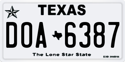 TX license plate DOA6387