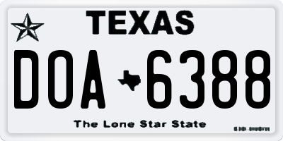 TX license plate DOA6388