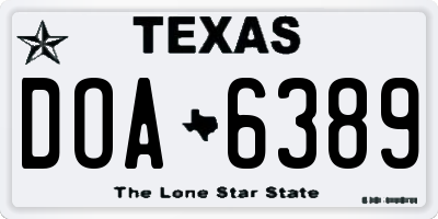 TX license plate DOA6389