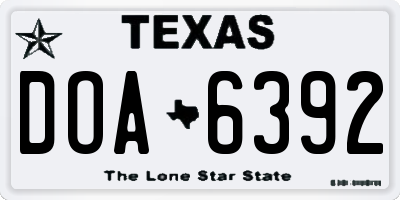 TX license plate DOA6392