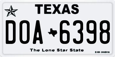 TX license plate DOA6398