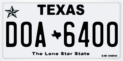 TX license plate DOA6400