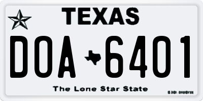 TX license plate DOA6401