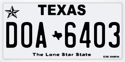 TX license plate DOA6403
