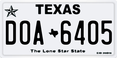 TX license plate DOA6405