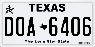 TX license plate DOA6406