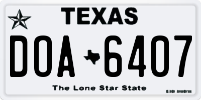TX license plate DOA6407