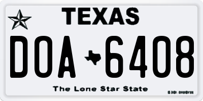 TX license plate DOA6408
