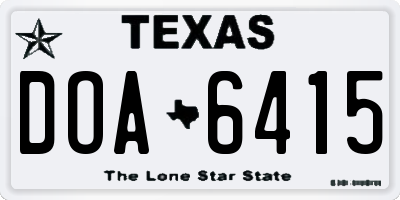 TX license plate DOA6415