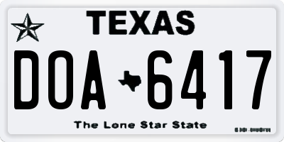 TX license plate DOA6417