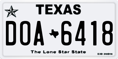 TX license plate DOA6418