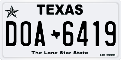 TX license plate DOA6419