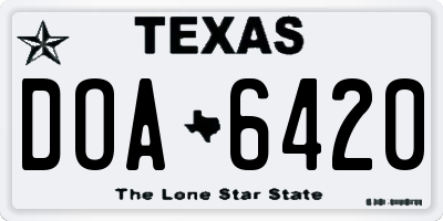 TX license plate DOA6420