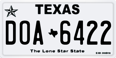 TX license plate DOA6422