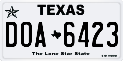 TX license plate DOA6423