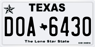 TX license plate DOA6430