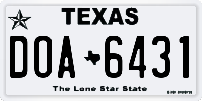 TX license plate DOA6431