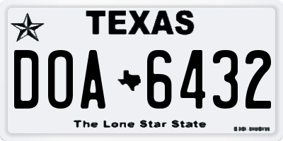 TX license plate DOA6432