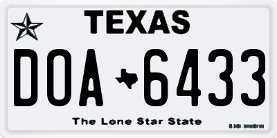 TX license plate DOA6433