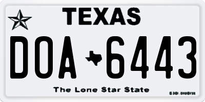 TX license plate DOA6443